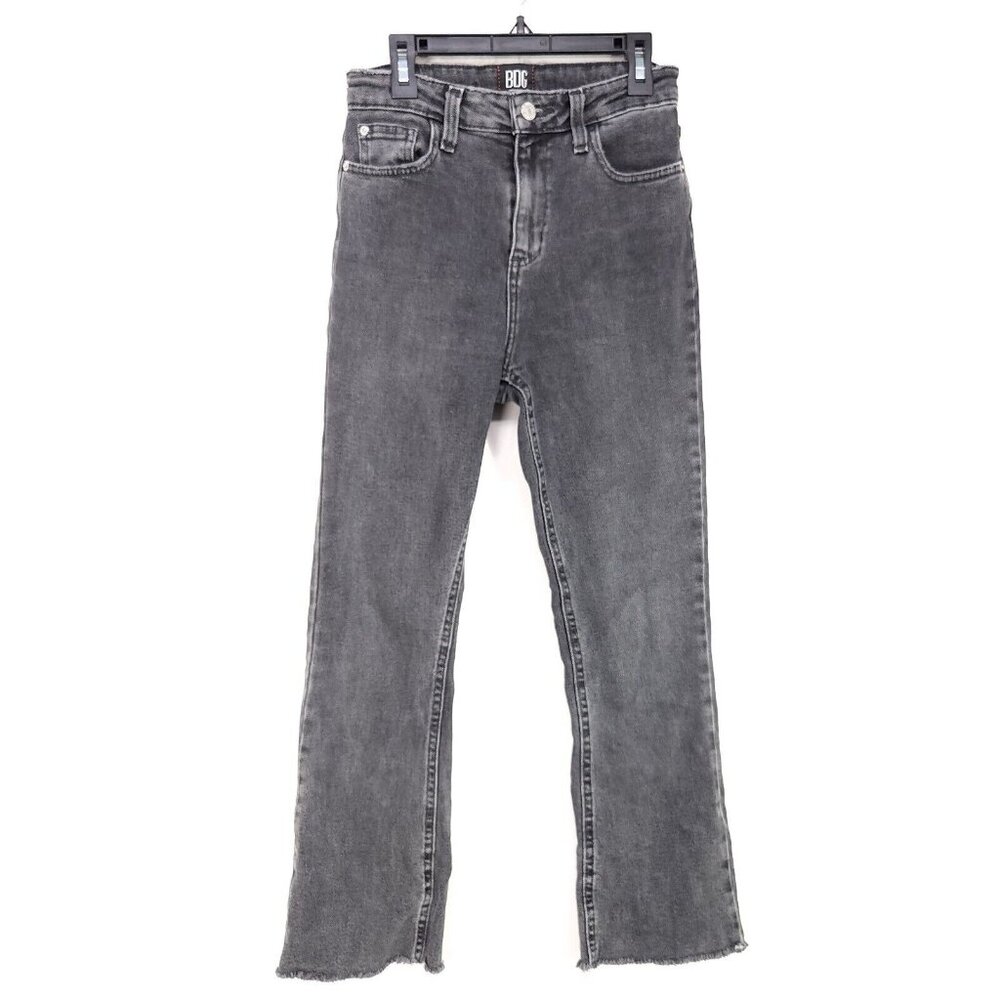 BDG  Jeans Womens 25 Denim Faded Black Kick Flare High Rise Cropped Fray Stretch